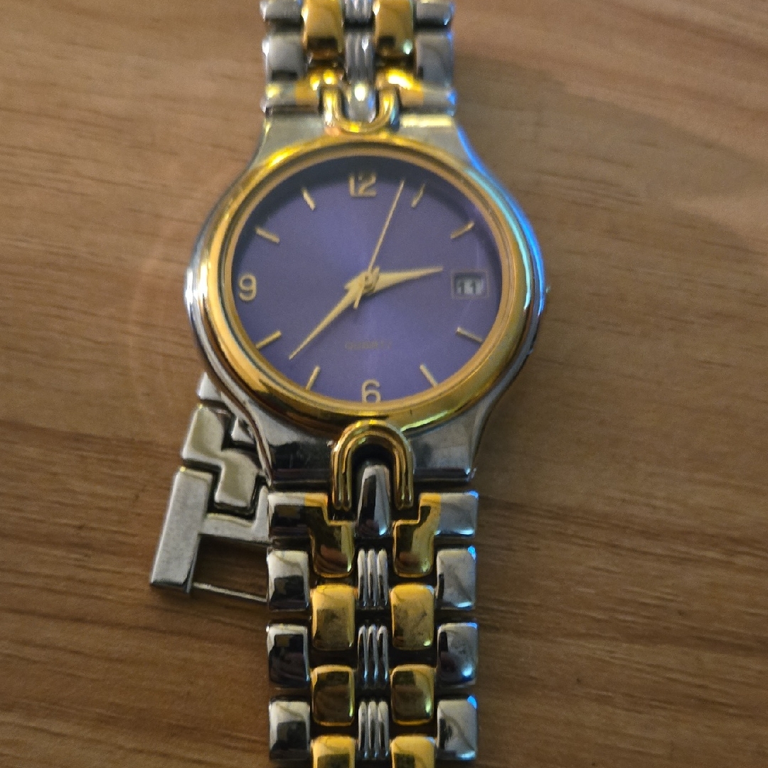 Gold And Silver Watch With Purple Dial Gold And Silver Watch With Purple Dial